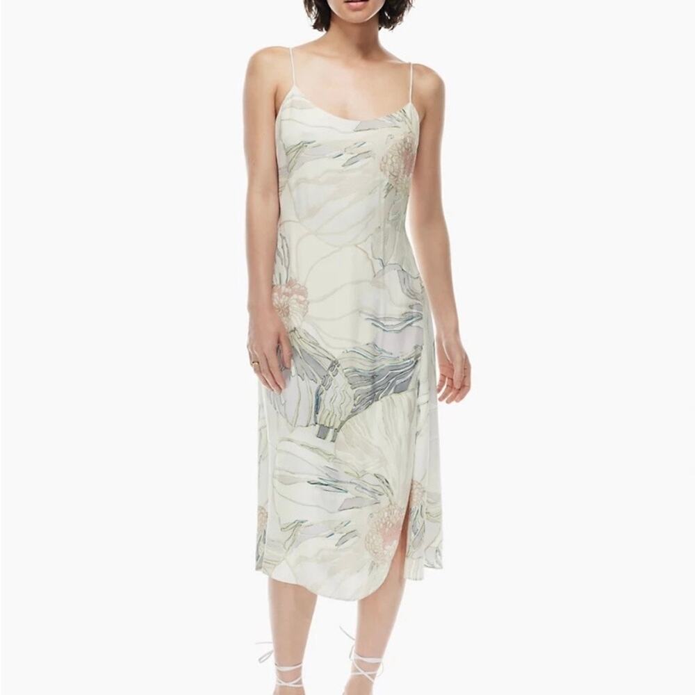 Wilfred Aritzia Pastel Watercolor Floral Midi Slip Dress Sleeveless Size 0